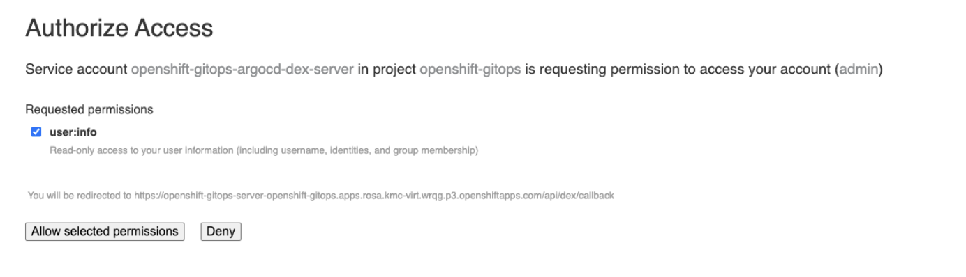 First login Argo permissions
